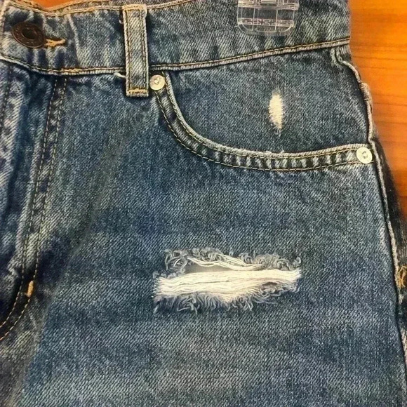 Free People Hallie skirt Washed Denim Distressed sz 27 - Picture 4 of 5